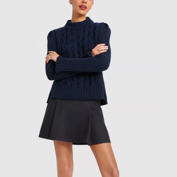 G. By Goop Navy Blue Knit Merino Wool cable chunky  Sweater Size Medium - Picture 13 of 13